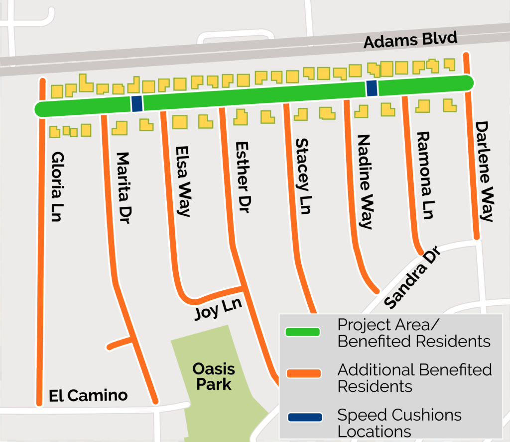 Map showing project area on Jeri Lane between from Gloria Lane to Darlene Way.